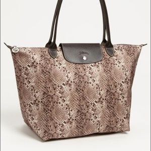 Longchamp large snakeskin tote bag